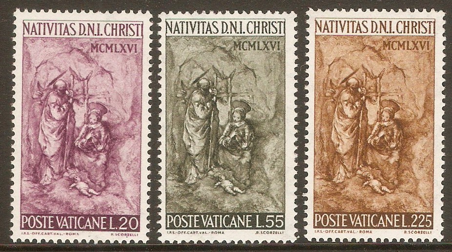 Vatican City 1966 Christmas Stamps. SG489-SG491.